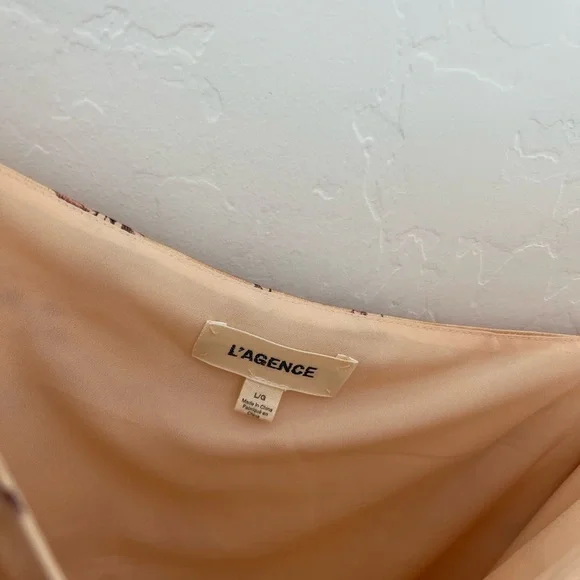 L'AGENCE Jane Floral Print 100% Silk Spaghetti Slip Tank Top Size L NWT - Picture 6 of 7